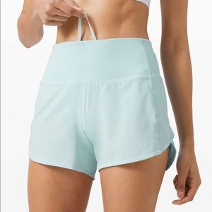 lululemon speed up high rise blue glow shorts 4”